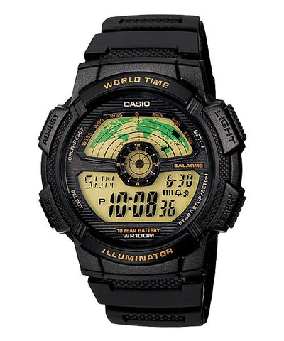 Casio Men's AE - 1100W - 1BVDF Black Rubber Quartz Watch with Digital Dial - Zamana.pk