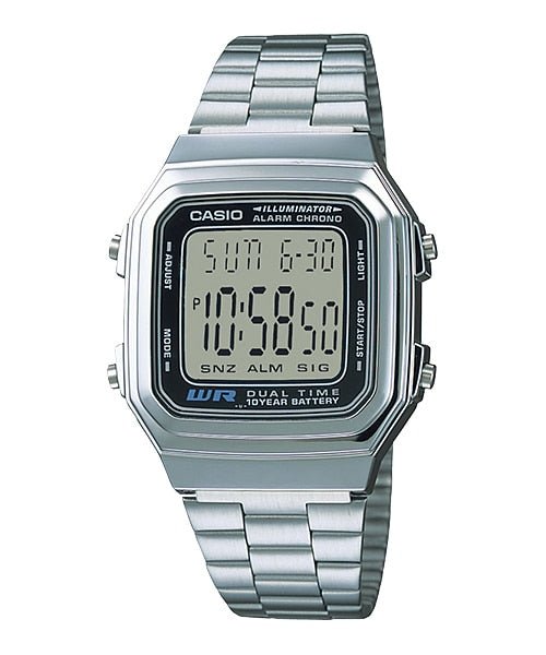 Casio Men's Classic A178WA - 1A Quartz Watch with Stainless - Steel Strap - Zamana.pk Main image