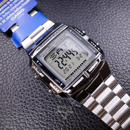 Casio DB 360 1ADF digital databank watch with stainless steel band, available at Zamana.pk