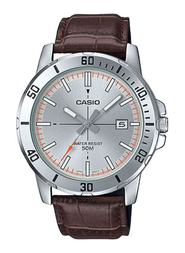 Casio Men's Leather Round Shape Analog Watch MTP - VD01D - 8EVUDF - Zamana.pk