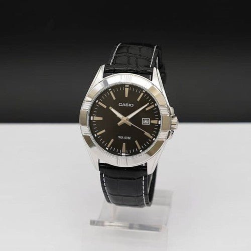 Casio Men's MTP - 1308L - 1AVDF Black Leather Quartz Watch with Black Dial - Zamana.pk Main image