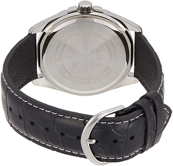 Casio Men's MTP - 1308L - 1AVDF Black Leather Quartz Watch with Black Dial - Zamana.pk