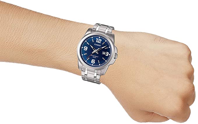 Casio Men's MTP - 1314D - 2A Enticer Series Silver Band Blue Dial with Date Dress Watch - Zamana.pk
