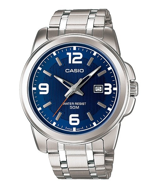 Casio Men's MTP-1314D-2A Enticer Series Silver Band Blue Dial with Date Dress Watch Secondary image