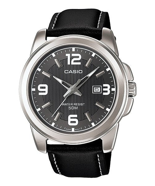 Casio Men's MTP-1314L-8AV Black Leather Quartz Watch with Black Dial Secondary image