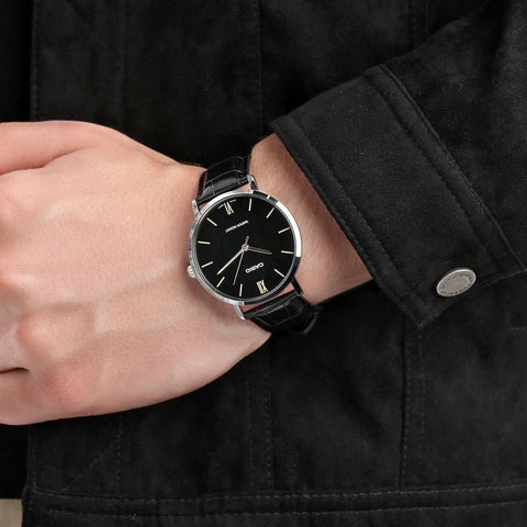 Casio Mens Quartz Watch, Analog Display and Leather Strap MTP - VT01L - 1BUDF - Zamana.pk