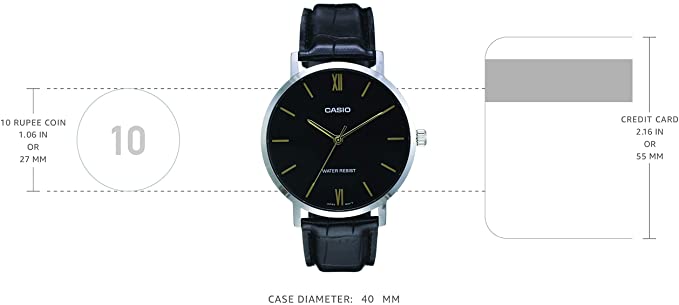Casio Mens Quartz Watch, Analog Display and Leather Strap MTP - VT01L - 1BUDF - Zamana.pk