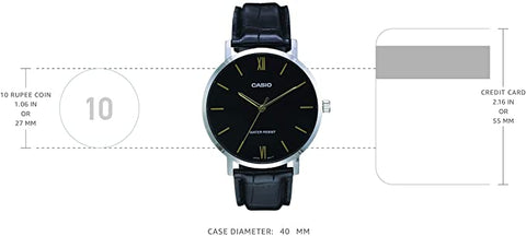 Casio Mens Quartz Watch, Analog Display and Leather Strap MTP - VT01L - 1BUDF - Zamana.pk