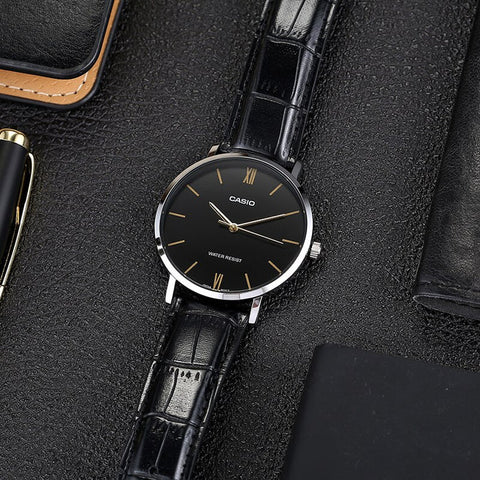 Casio Mens Quartz Watch, Analog Display and Leather Strap MTP - VT01L - 1BUDF - Zamana.pk