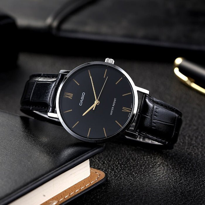 Casio Mens Quartz Watch, Analog Display and Leather Strap MTP - VT01L - 1BUDF - Zamana.pk