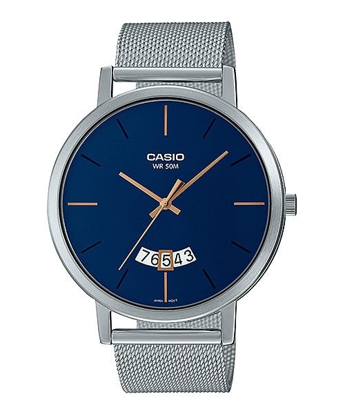 Casio Men's Wrist Watch MTP - B100M - 2EVDF Blue Dial Stainless Steel Band. - Zamana.pk