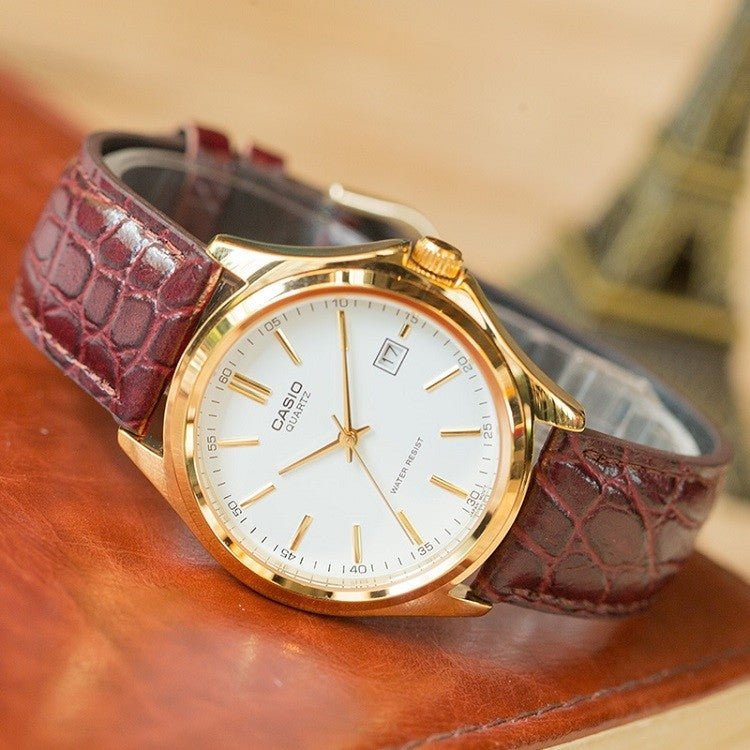 Casio MTP - 1183Q - 7A Men's Gold Analog Dress Watch w - Croc - Leather Band & Date - Zamana.pk Main image
