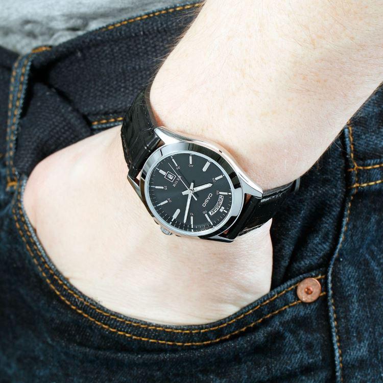 Casio MTP - 1370L - 1A Black Leather Strap Watch for Men - Zamana.pk
