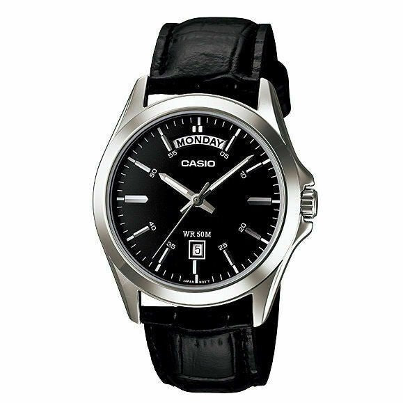 Casio MTP - 1370L - 1A Black Leather Strap Watch for Men - Zamana.pk Main image