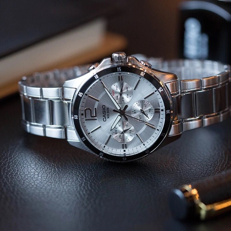 CASIO MTP - 1374D - 7AVDF Silver Dial Stainless Steel Men's Watch - Zamana.pk