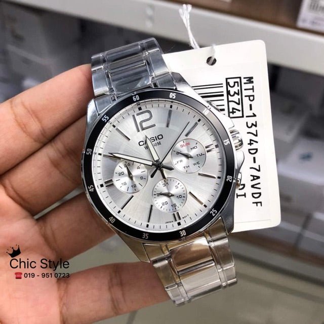 CASIO MTP - 1374D - 7AVDF Silver Dial Stainless Steel Men's Watch - Zamana.pk