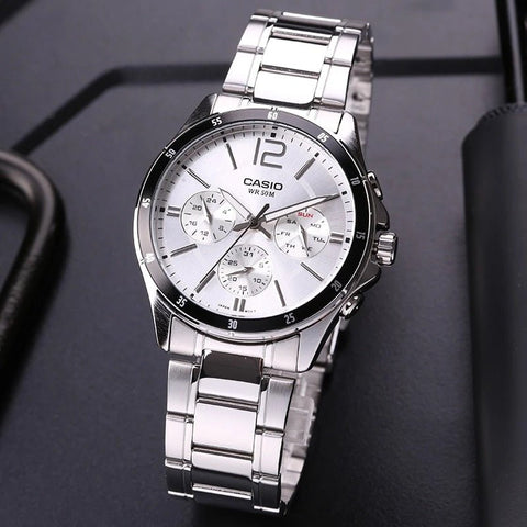 CASIO MTP - 1374D - 7AVDF Silver Dial Stainless Steel Men's Watch - Zamana.pk
