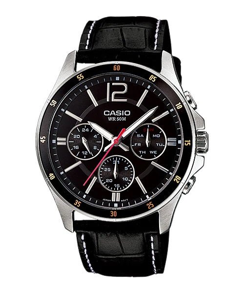 CASIO MTP - 1374L - 1AVDF Enticer Men's Watch Black Dial Leather Strap - Zamana.pk