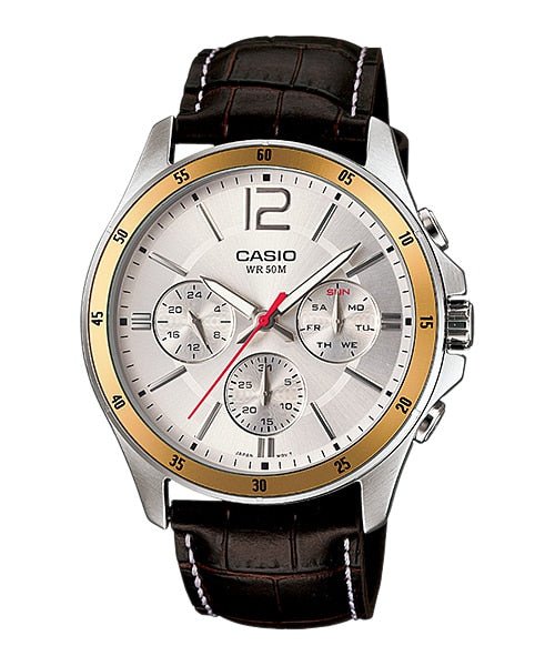 CASIO MTP-1374L-7A Analog White Dial Leather Strep Men's Watch Secondary image