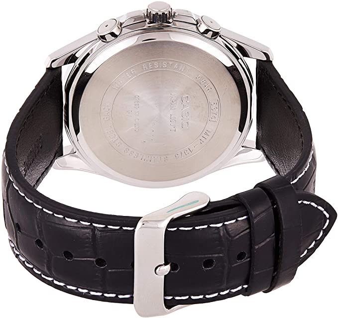 Casio MTP - 1375L - 7AVDF Black leather Strap Water Resistant Date day Men's Watch - Zamana.pk