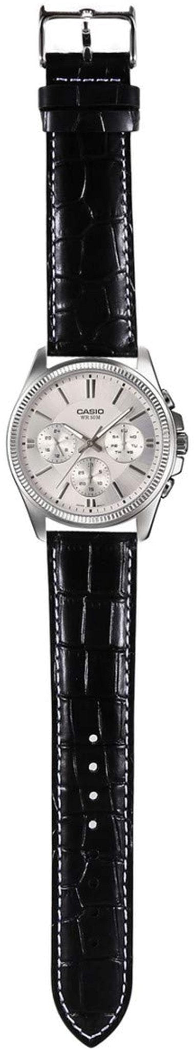 Casio MTP - 1375L - 7AVDF Black leather Strap Water Resistant Date day Men's Watch - Zamana.pk