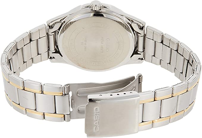 Casio MTP - 1381G - 9AVDF Men's Classic Two Tone Stainless Steel 50M Day Date Gold Dial Watch - Zamana.pk
