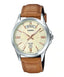 Casio MTP - 1381L - 9AV Men's Classic Leather Band 50M Day Date Gold Dial Watch - Zamana.pk