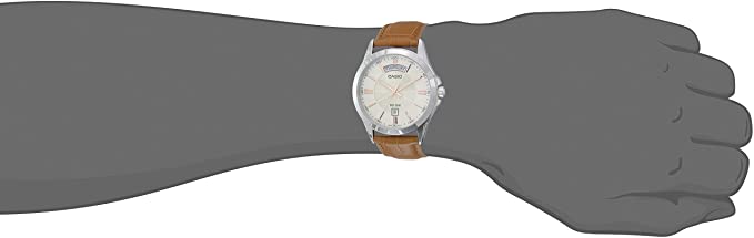 Casio MTP-1381L-9AV Men's Classic Leather Band 50M Day Date Gold Dial Watch Secondary image