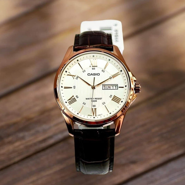 Casio MTP - 1384L - 7AVDF Brown Leather Watch For Men - Zamana.pk