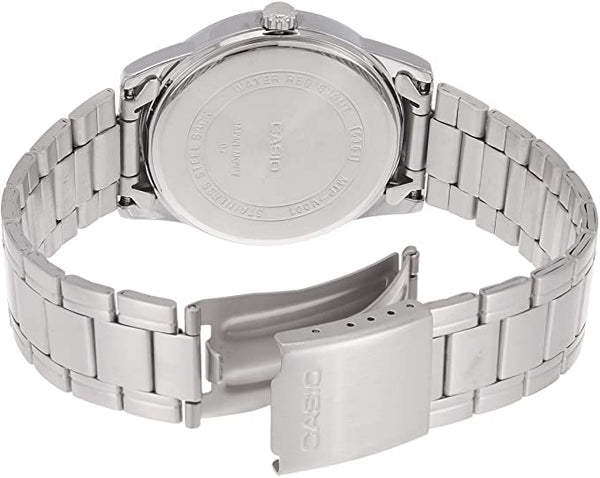 Casio MTP - V001D - 1BUDF Men's Standard Stainless Steel Easy Reader Black Dial Watch - Zamana.pk