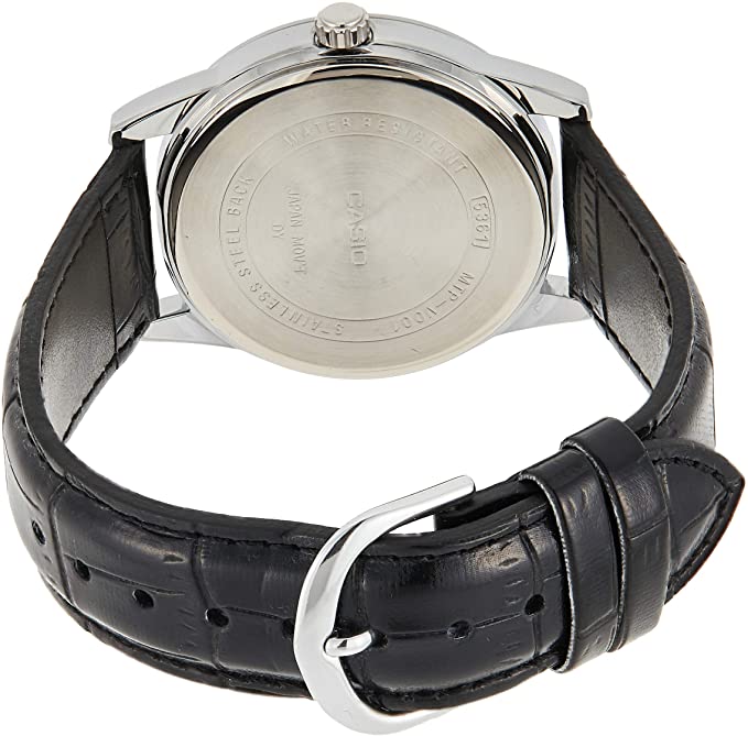 Casio MTP - V001L - 7B Black Leather Watch for Men - Zamana.pk