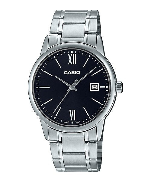Casio MTP - V002D - 1B3UDF Men's Standard Analog Stainless Steel Date Roman Black Dial Watch - Zamana.pk Main image