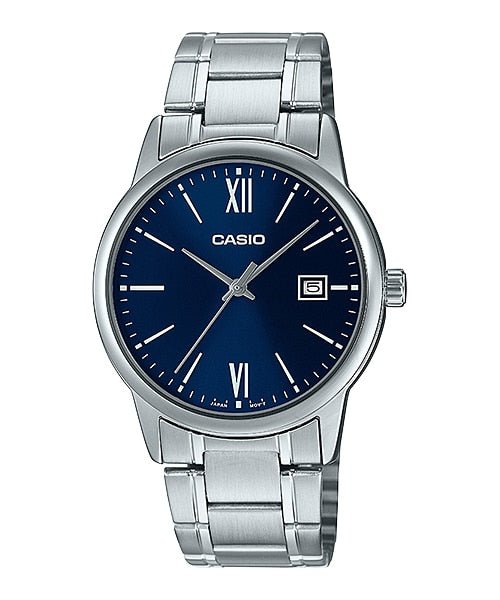 Casio MTP - V002D - 2B3UDF Men's Standard Analog Stainless Steel Date Black Dial Watch - Zamana.pk