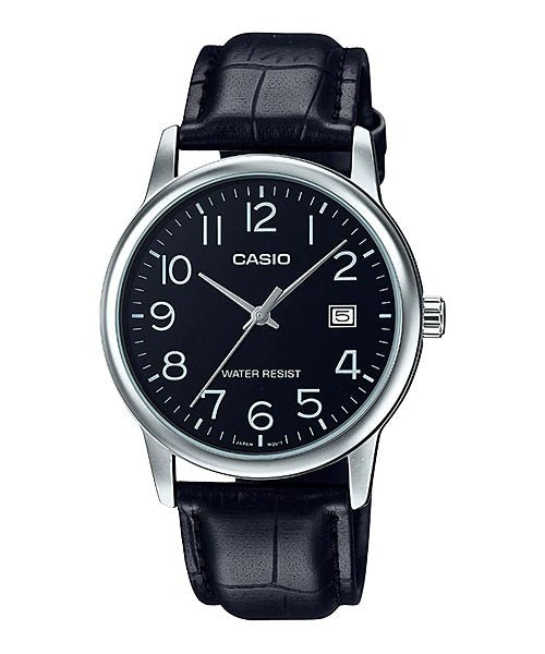 Casio MTP - V002L - 1B Men's Standard Analog Leather Band Easy Reader Day Date Watch - Zamana.pk
