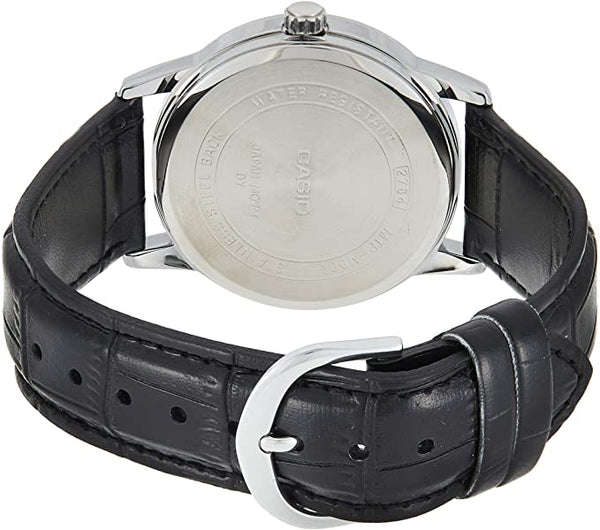 Casio MTP - V002L - 1B Men's Standard Analog Leather Band Easy Reader Day Date Watch - Zamana.pk