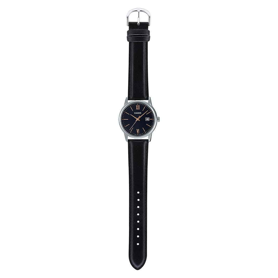 Casio MTP - V002L - 1B3UDF Men's Standard Analog Leather Band Easy Reader Date Watch - Zamana.pk