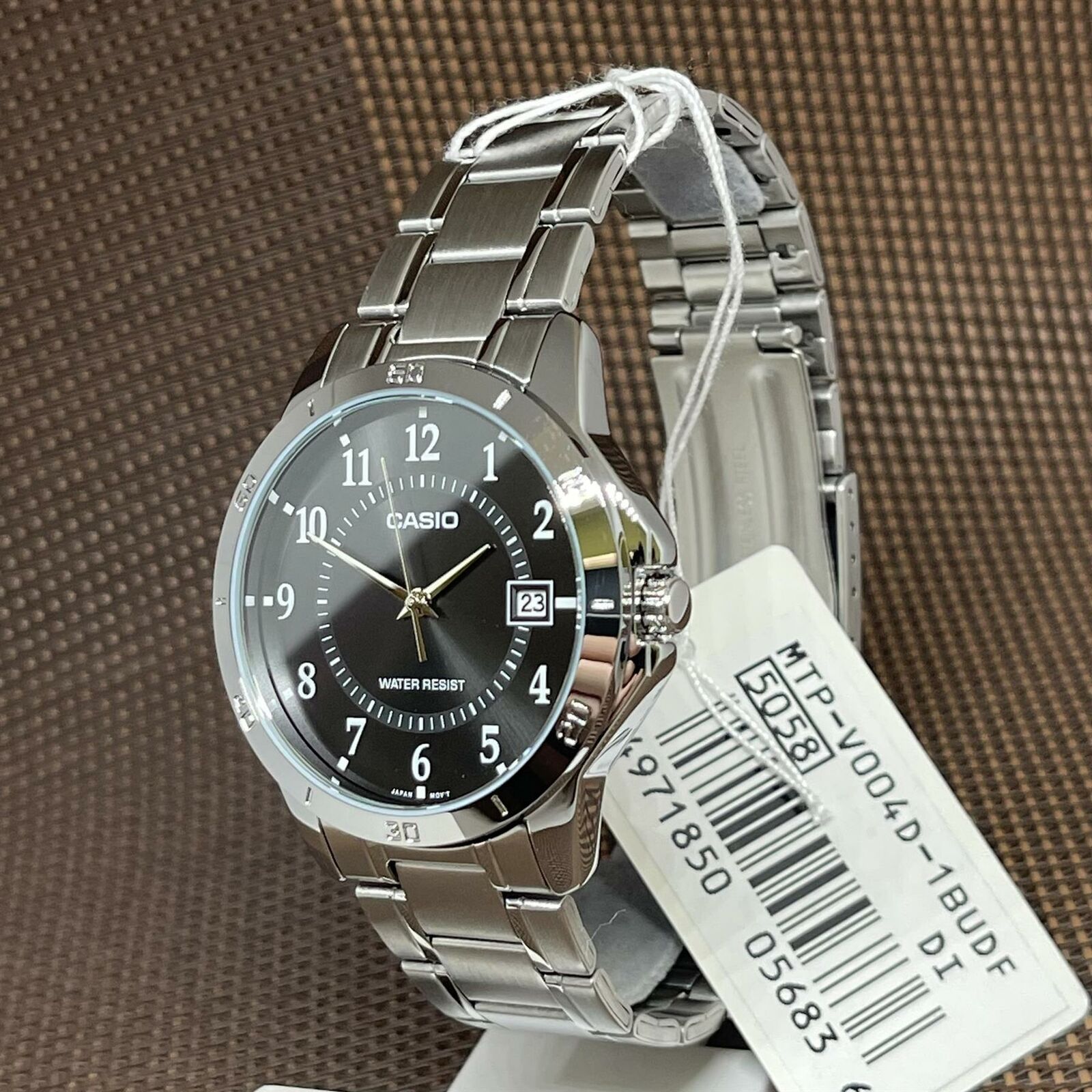 Casio MTP - V004D - 1B Mens Stainless Steel Watch Black Dial Date ANALOG Display - Zamana.pk
