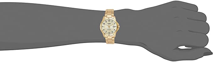 Casio MTP - V004G - 9BUDF Men's Standard Gold Tone Stainless Steel Gold Dial Date Watch - Zamana.pk