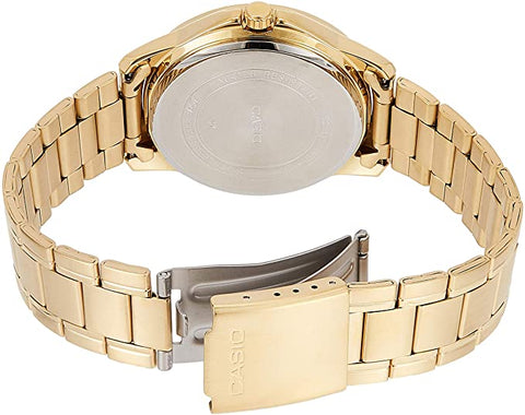 Casio MTP - V004G - 9BUDF Men's Standard Gold Tone Stainless Steel Gold Dial Date Watch - Zamana.pk