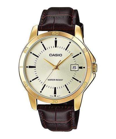 Casio MTP - V004GL - 9AUDF Brown Leather Watch for Men - Zamana.pk