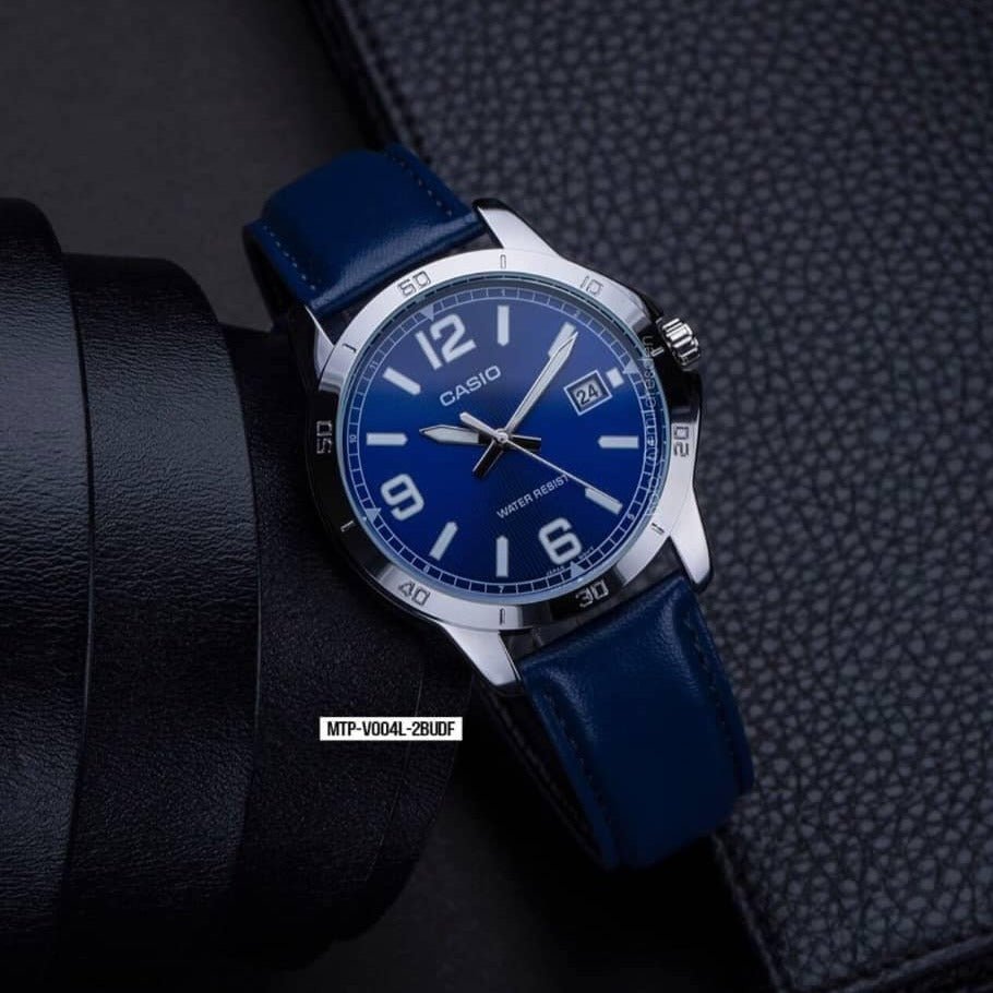 Casio MTP - V004L - 2BUDF Analog Blue Dial Men's Watch - Zamana.pk Main image