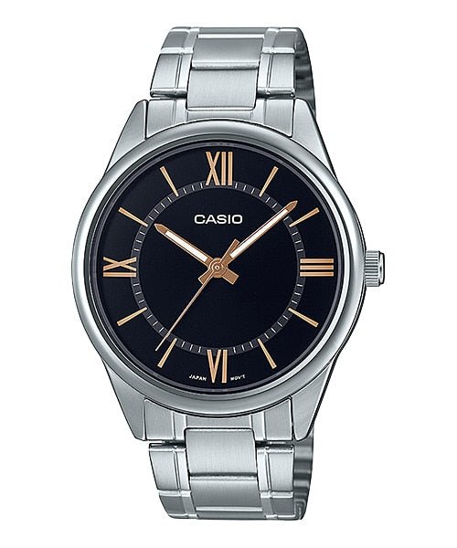 Casio MTP - V005D - 1B5UDF Men's Standard Stainless Steel Black Dial Analog Watch - Zamana.pk Main image