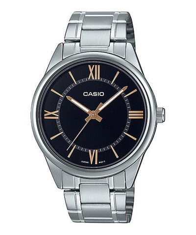 Casio MTP - V005D - 1B5UDF Men's Standard Stainless Steel Black Dial Analog Watch - Zamana.pk