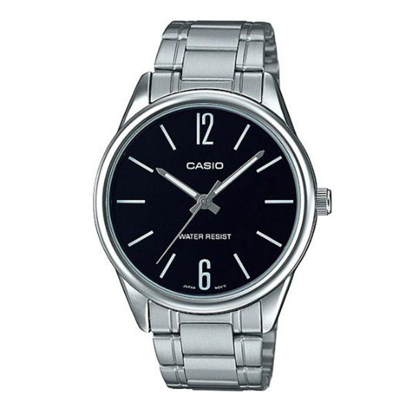 Casio MTP - V005D - 1BUDF Men's Standard Stainless Steel Black Dial Analog Watch - Zamana.pk Main image