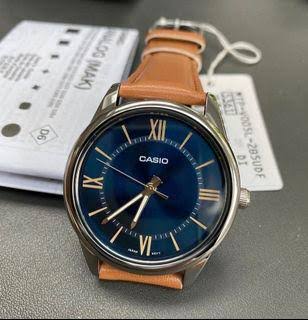 Casio MTP-V005L-2B5UDF Men's leather band date Watch –
