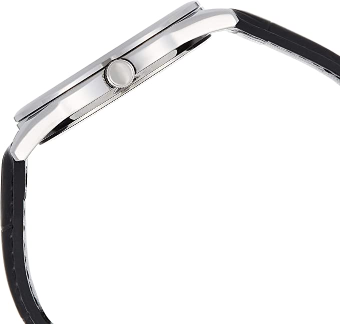 Casio MTP - V005L - 7B Men's Standard Analog Black Leather Band Silver Dial Watch - Zamana.pk