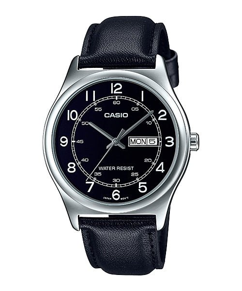 Casio MTP - V006L - 1B2UDF Men's Black Leather Band Black Numbers Analog Dress Watch - Zamana.pk Main image