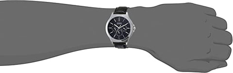 Casio MTP - V300L - 1AUDF Multi - Dial Black Leather Men's Watch - Zamana.pk