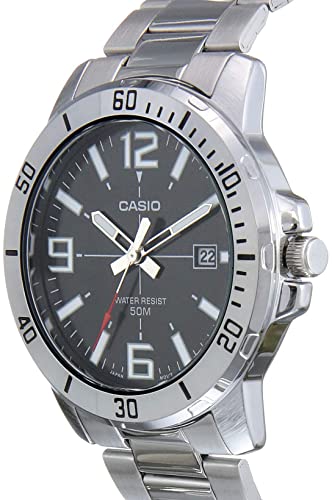 Casio MTP - VD01D - 1BV Men's Enticer Stainless Steel Black Dial Casual Analog Sporty Watch - Zamana.pk