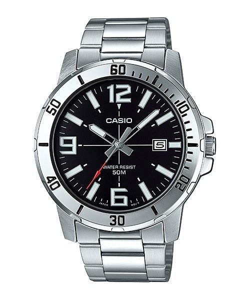 Casio MTP - VD01D - 1BV Men's Enticer Stainless Steel Black Dial Casual Analog Sporty Watch - Zamana.pk